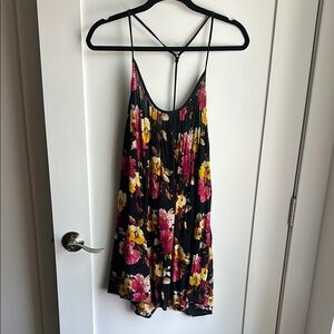 Floral Black and Pink Women's mini dress